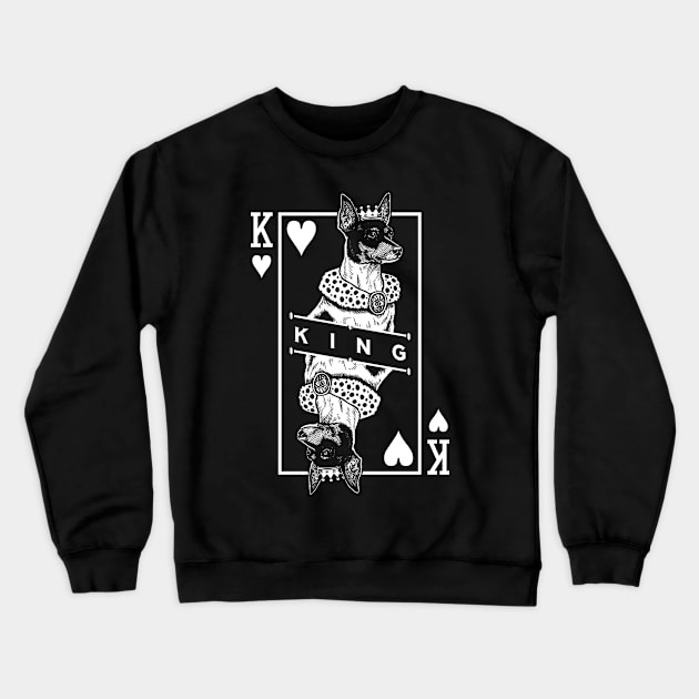 Toy Fox Terrier King Of Hearts Funny Dog Lover Pop Art Crewneck Sweatshirt by Grandeduc